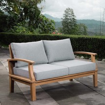 Marina Outdoor Patio Teak Loveseat Natural Gray EEI-1144-NAT-GRY-SET - £655.32 GBP