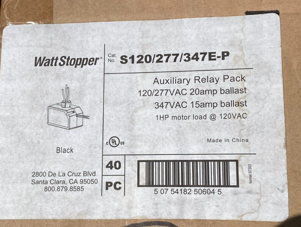 10 pc Wattstopper Auxiliary Relay Pack (Black) S120/277/347E-P 347VAC ba... - $99.66
