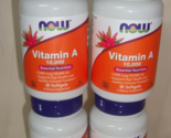 NOW Foods Vitamin A, 10,000 IU Lot of 4 Bottles of 30 Soft gels each EXP... - $19.79