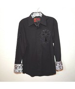 Rebel Spirit  Black |Men&#39;s Medium Button-Down Long sleeve Shirt - £75.70 GBP
