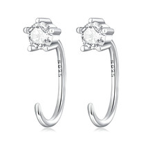 925 Silver Simple Dazzling Star Earrings for Women Sparkling Zirconium Earrings  - £16.01 GBP