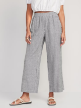 Old Navy Linen Blend Wide Leg Pants Womens XL Gray Stripe Pull On Beach NEW - $29.57