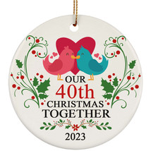 Funny Couple Bird Ornament Gift Decor 40th Wedding Anniversary 40 Year Christmas - £11.83 GBP
