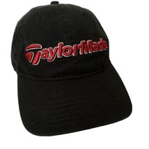 Taylor Made Cap Hat Strap Back Adjustable Black Red Embroidered Cotton NWOT - £10.13 GBP