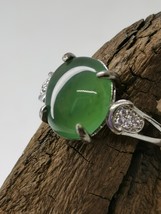 Icy Ice Green 100% Natural Burma Jadeite Jade Ring # 925 Sterling Silver # - £283.08 GBP