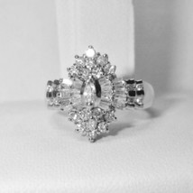 2.00 Ct LC Moissanite 14K Gold Plated Marquise Cluster Engagement Wedding Ring - £36.54 GBP