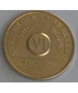 6 Year 24K Gold Plated AA Alcoholics Anonymous Sobriety Medallion Annive... - £13.44 GBP