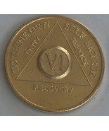 6 Year 24K Gold Plated AA Alcoholics Anonymous Sobriety Medallion Annive... - $317.02 MXN
