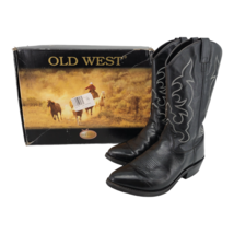 Old West Black Leather Cowboy Boots TBM3010 Men’s 11.5 EE Western Rodeo ... - $74.95