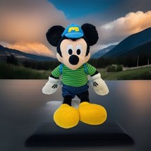 Disney Store 13 inch Mickey Mouse with striped shirt and Cap Backpack Plush - £7.87 GBP