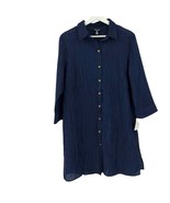 Ellen Tracy Jacket Cover Up Large Pleated Fashion Pyramid Long Navy Wome... - £32.70 GBP