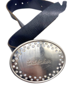 Ted Baker Size 3 Belt 34&quot; Waist Womens Black Leather Belt Buckle Rhinest... - $37.15