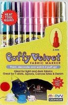 Marvy Puffy Velvet Fabric Markers (Bright Colors, 6 pc. Set) 1022-6B - $11.95
