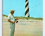 Surf Pesca Presso Capo Hatteras Faro Hatteras Isola Nc Unp Cromo Cartolina - $12.25