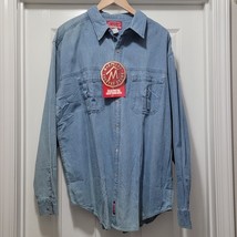 New Marlboro Country Store Blue Denim Leather Trim Western Button Shirt ... - $684.18 MXN