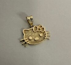 10K Yellow Gold Hello Kitty Face Pendant For Chain - $346.50