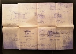 1958 Vintage Blueprint Sketches Ny Suggest Bldgs Johnson Hall Indian Log House - £55.34 GBP