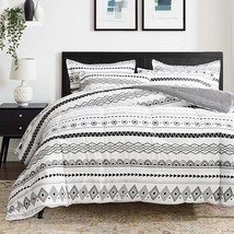 Boho Bed In A Bag 7 Pieces Queen Size, Black And White Bohemian Geometri... - $91.99