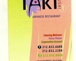 TAKI Sushi Japanese Restaurant Menu W 48th Street New York City  - £13.93 GBP