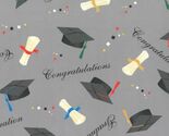 Cotton Graduation Graduate Caps Diploma Cotton Fabric Print by the Yard ... - $14.97