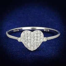 Cute Micro Pave Simulated Diamond Heart Band 925 Sterling Silver Wedding Ring - £67.81 GBP