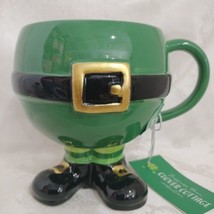 St. Patrick Leprechaun Mug Hand painted W/Shoes Sheffield Home Clover Ne... - £16.27 GBP