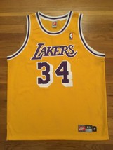 Authentic 1998 Nike Los Angeles Lakers Shaquille O&#39;Neal Shaq Home Gold J... - £478.50 GBP