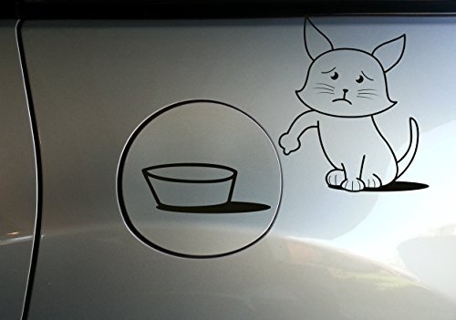 ( 8'' x 8'') Vinyl Car Fuel Door Decal Cute Hungry Cat / Sad & Asking to Eat ... - $13.13