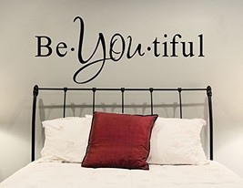 (63&quot; X 22&quot;) Vinyl Wall Decal Inspirational Quote Be*you*tiful / Text Word Bea... - £37.88 GBP