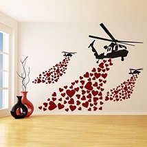 (31&#39;&#39; x 25&#39;&#39;) Banksy Vinyl Wall Decal Helicopter with Hearts / Street Art Gra... - £23.99 GBP