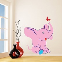 (29&#39;&#39; x 35&#39;&#39;) Vinyl Wall Kids Decal Elephant with Butterfly / Art Home Baby A... - £27.90 GBP