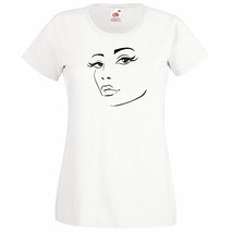 Womens T-Shirt Face with Hot Lips Silhouette, Sexy Face Shirts, Teens Eyes Shirt - $24.49