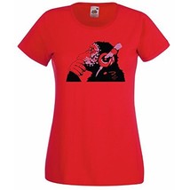 Banksy Monkey With Headphones Womens T-Shirt / Sparkly Glitter Chimp - £19.63 GBP
