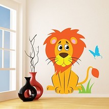 (77&#39;&#39; x 87&#39;&#39;) Vinyl Wall Kids Decal Lion with Butterfly / Art Home Baby Anima... - £131.33 GBP