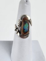 Sterling Silver Boulder Opal Ring by Tom Burns size 5.5 Amazing Blue Colors - £134.52 GBP
