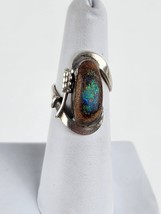 Sterling Silver Boulder Opal Ring by Tom Burns size 5.5 Amazing Blue Colors - £134.21 GBP