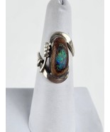 Sterling Silver Boulder Opal Ring by Tom Burns size 5.5 Amazing Blue Colors - £132.33 GBP