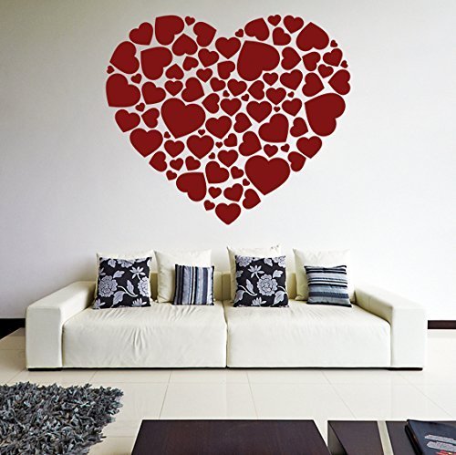 Primary image for (31'' x 28'') Vinyl Wall Decal Hearts in a Heart Shape / Romantic Print Art D...