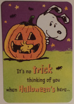 Greeting Card Halloween Peanuts &quot;It&#39;s no trick thinking of you when Halloween&#39;s&quot; - £2.38 GBP