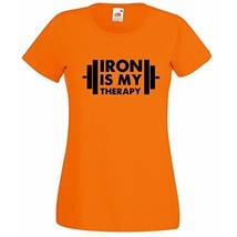 Womens T-Shirt Iron is My Therapy Bodybuilder tShirt Bodybuilding Fitness Shirt - £19.63 GBP