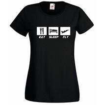 Womens T-Shirt Quote Eat Sleep Fly, Plane Airplane TShirt, Airforce Hawx Shirt - £18.31 GBP