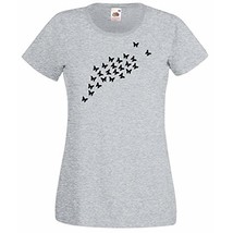 Womens T-Shirt Flock of Butterflies Design / Butterfly Shirts / Nature S... - $24.49