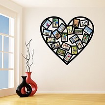 (35'' x 32'') Vinyl Wall Decal Picture Frames Design / Heart Shape Photos Art... - $37.17