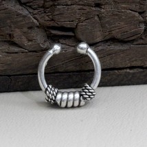 925 Sterling Silver No Piercing Needed Septum nose ring tribal style  - £10.62 GBP