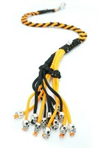 Paracord Motorcycle Biker Whip Get Back whip Metal Skulls 36&quot; ORANGE / Black - £23.03 GBP