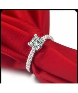 Women's Engagement Ring 1.85Ct Princess Cut Diamond Solid 14k White Gold Size 5 - $247.58