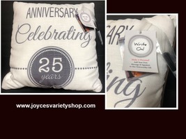 25TH Anniversary Throw Decor Pillow 18" x 18" Personal Write On Made in USA - $17.99