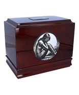 Nostalgia wooden urn with crying woman Urn for father Urn for husband Ur... - $132.00