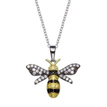 Sterling Silver 925 Rhodium Plated BumbleBee CZ Necklace - $28.95