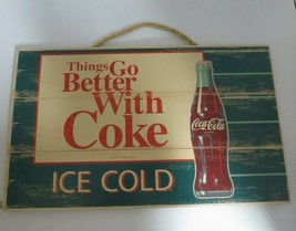 Coca-Cola Wood Things Go Better With Coke Sign - £9.89 GBP